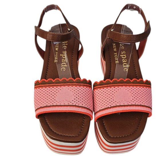 Kate Spade Womens High Rise Spade Wedges, Striped, Platform, Leather, Size 7.5 - Picture 2 of 11